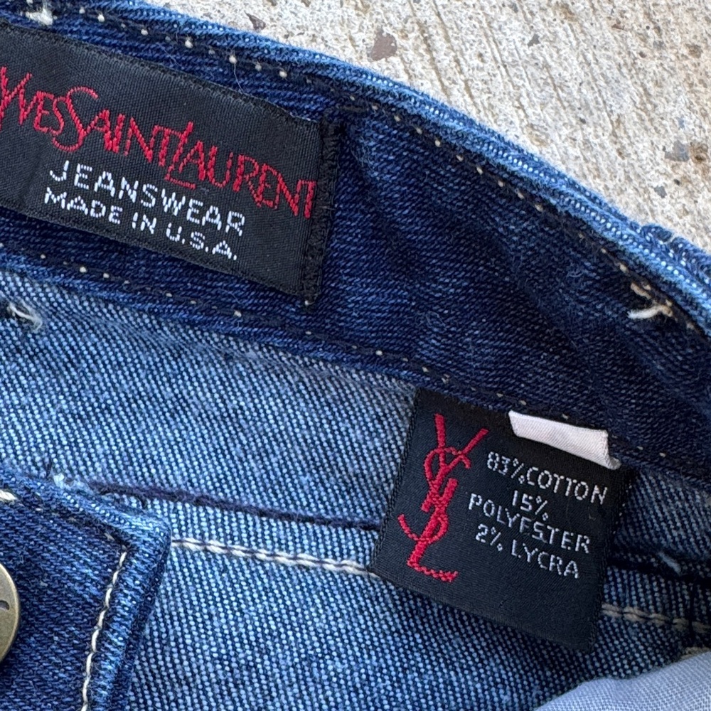 YSL Saint Laurent Dark Blue Slim Straight Petite Womens Jeans - Picture 10 of 13